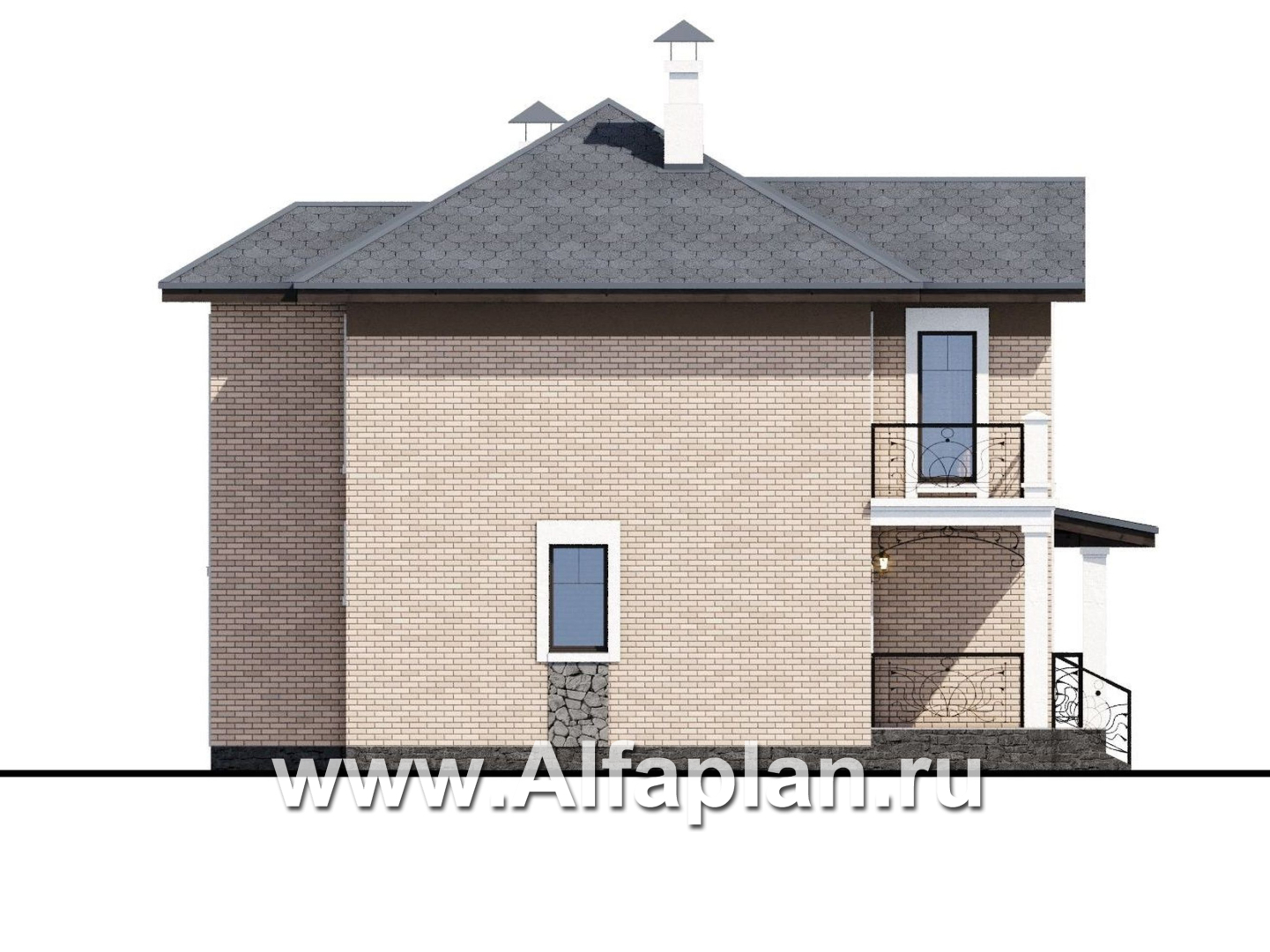 Проекты домов Альфаплан - «Модерн» - изящный коттедж в стиле начала 20-го века - изображение фасада №3