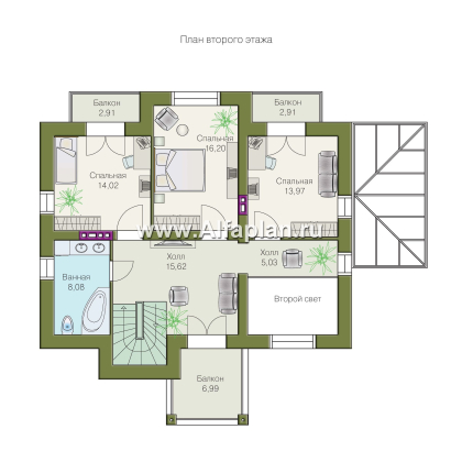 Проекты домов Альфаплан - «Разумовский» - элегантный загородный дом - превью плана проекта №2