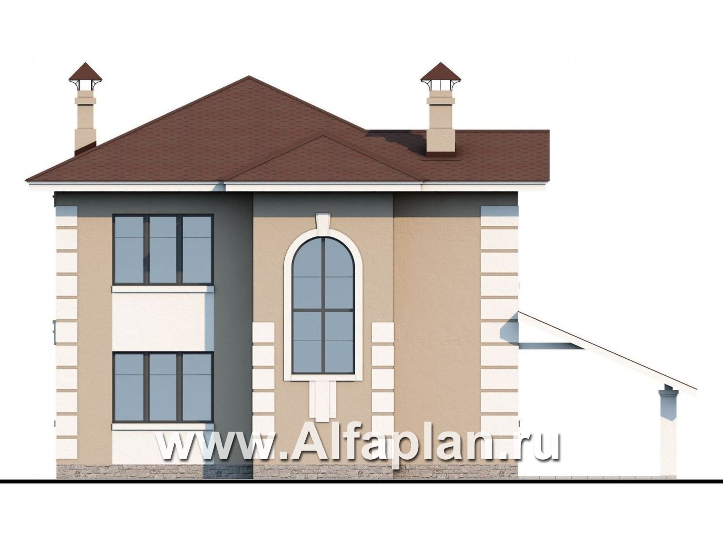 Проекты домов Альфаплан - «Знаменка»- удобный коттедж с навесом для машины - изображение фасада №4