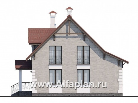Проекты домов Альфаплан - Кирпичный дом «Боспор» с мансардой - превью фасада №2