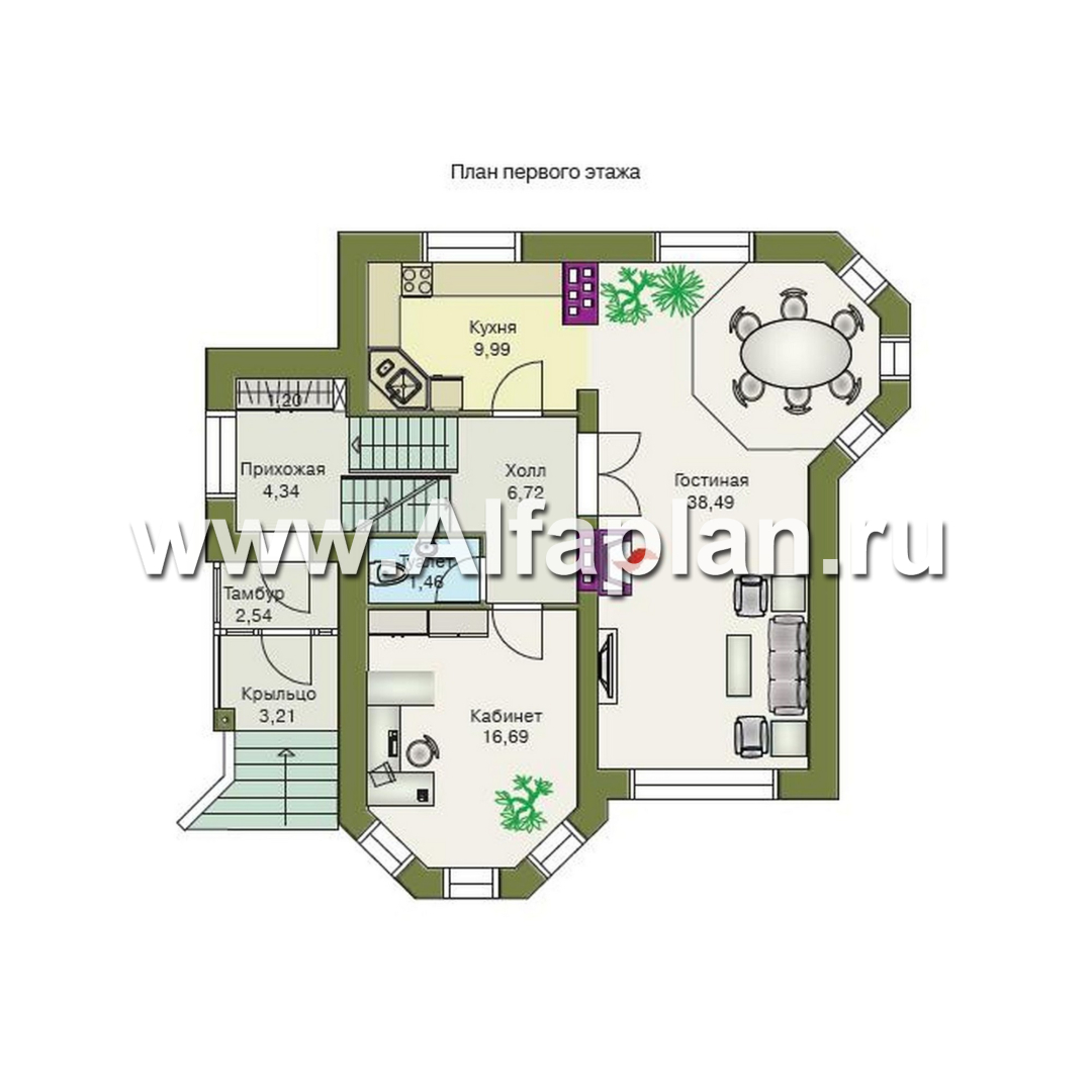 Проекты домов Альфаплан - «Корвет» - проект дома с гаражом и спортзалом - план проекта №2
