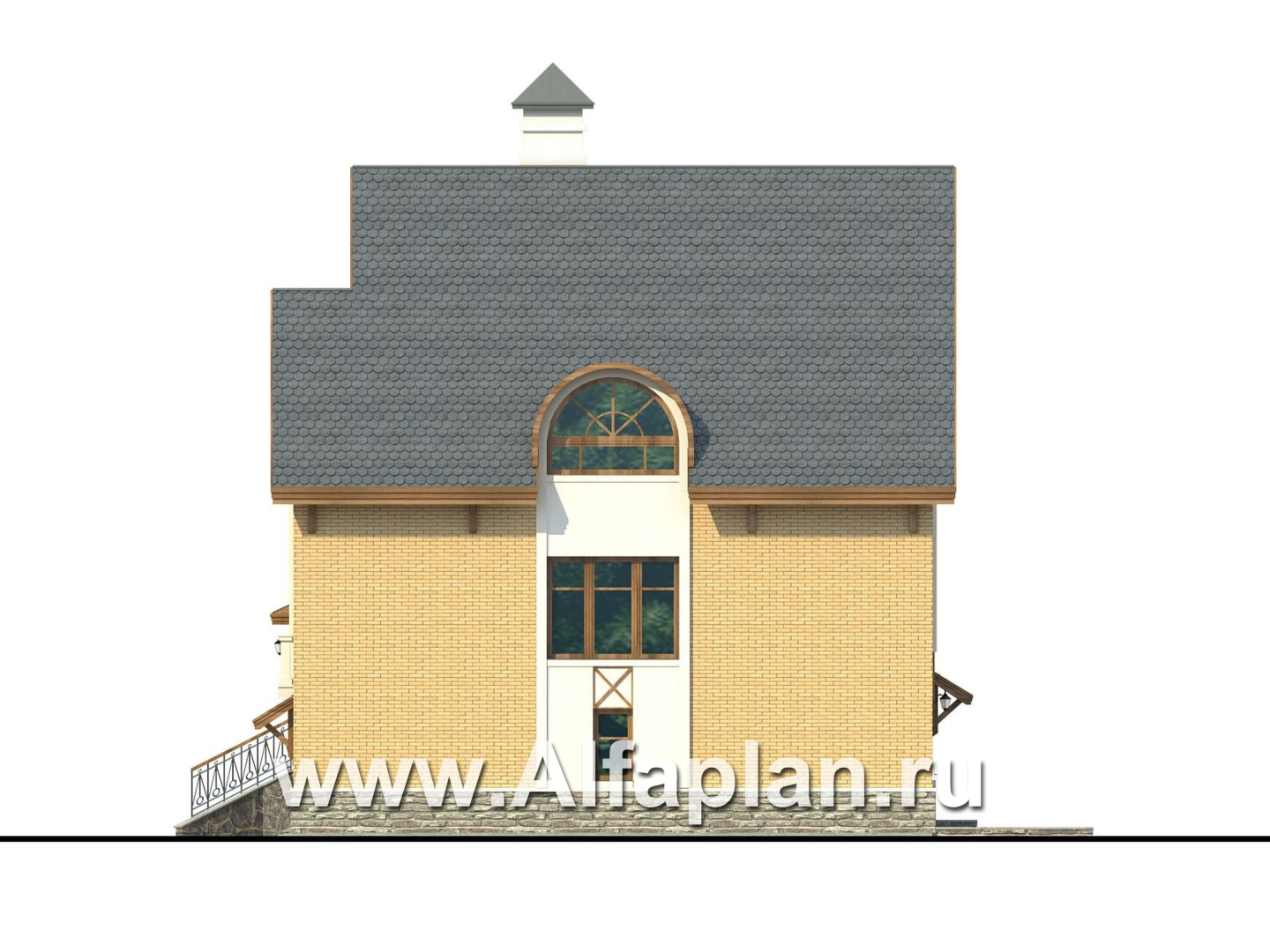 Проекты домов Альфаплан - Дом из газобетона «Индиго» - изображение фасада №2