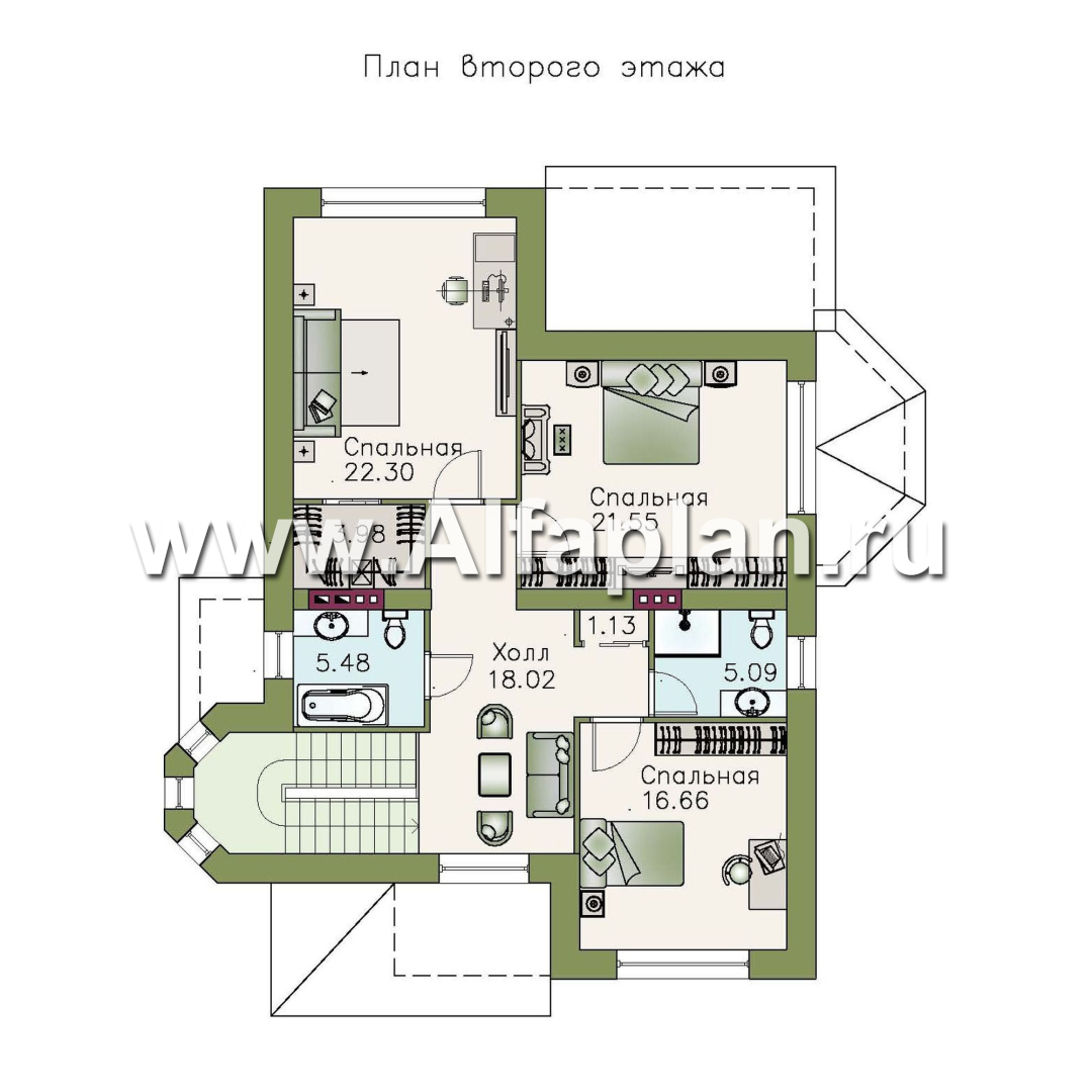 Проекты домов Альфаплан - «Бестужев» - классический коттедж с удобным планом - план проекта №2