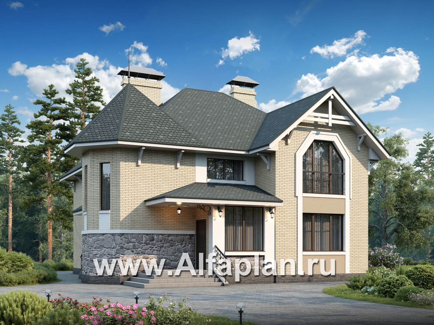 Проекты домов Альфаплан - «Бестужев» - классический коттедж с удобным планом - дополнительное изображение №2