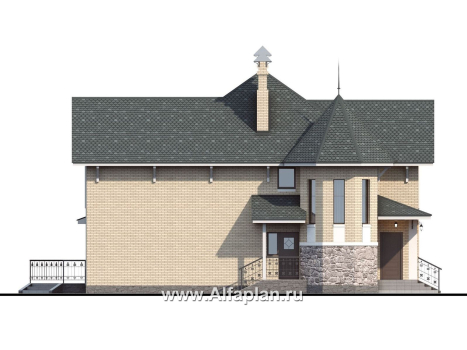 Проекты домов Альфаплан - «Бестужев» - классический коттедж с удобным планом - превью фасада №3