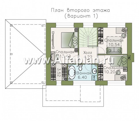 Проекты домов Альфаплан - Кирпичный дом «Карат» с гаражом навесом - превью плана проекта №2
