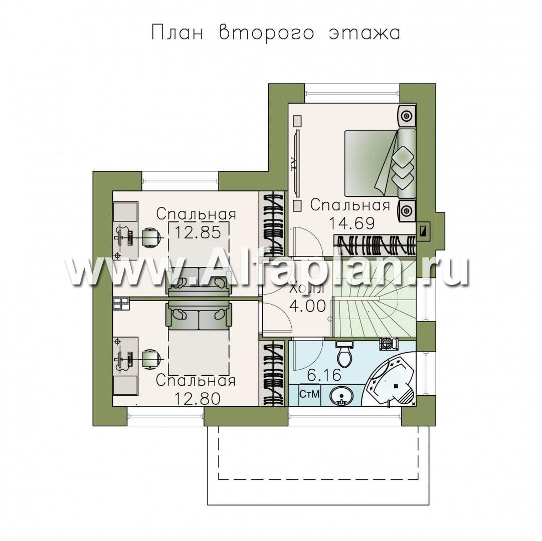 Проекты домов Альфаплан - Двухэтажный дом из кирпича «Панорама» - план проекта №3