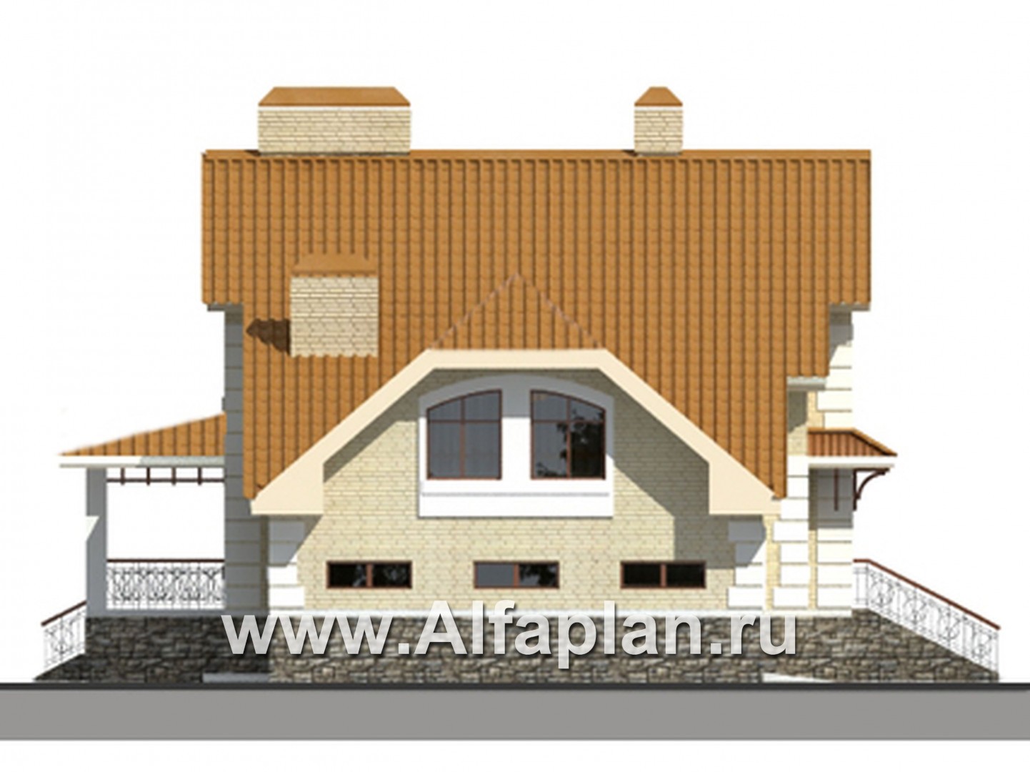 Проекты домов Альфаплан - Традиционный коттедж из газобетона - изображение фасада №4
