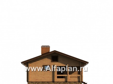 Проекты домов Альфаплан - Одноэтажный бревенчатый дом для отдыха - превью фасада №3