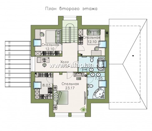 Проекты домов Альфаплан - «Гемма»  - современный мансардный дом - превью плана проекта №2