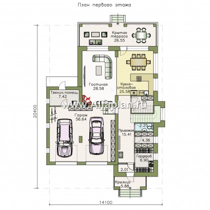 Проекты домов Альфаплан - «Новый поворот» - комфортный двухэтажный дом с гаражом - превью плана проекта №1