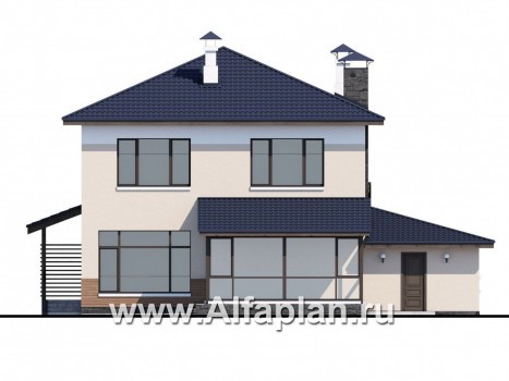 Проекты домов Альфаплан - «Преимущество» - современный  удобный дом с гаражом - превью фасада №4