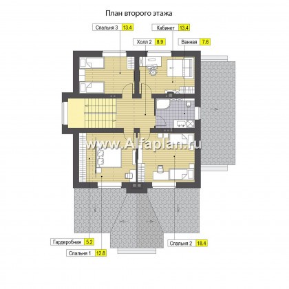 Проекты домов Альфаплан - Мансардный дом с барбекю на террасе - превью плана проекта №2