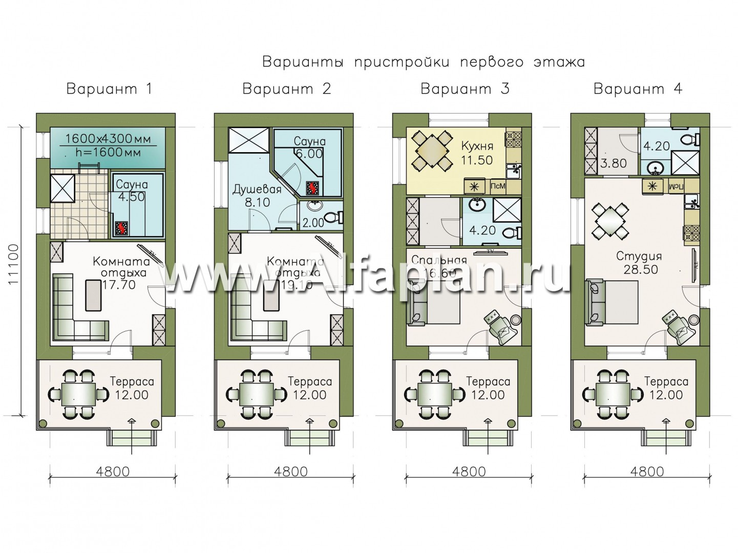 Проекты домов Альфаплан - «Гоген» - коттедж с эксплуатируемой кровлей - план проекта №2