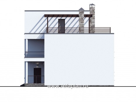 Проекты домов Альфаплан - «Гоген» - коттедж с эксплуатируемой кровлей - превью фасада №2