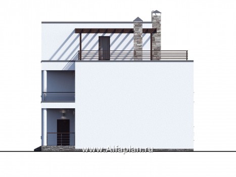 Проекты домов Альфаплан - «Гоген» - коттедж (дуплекс) с эксплуатируемой кровлей - превью фасада №2