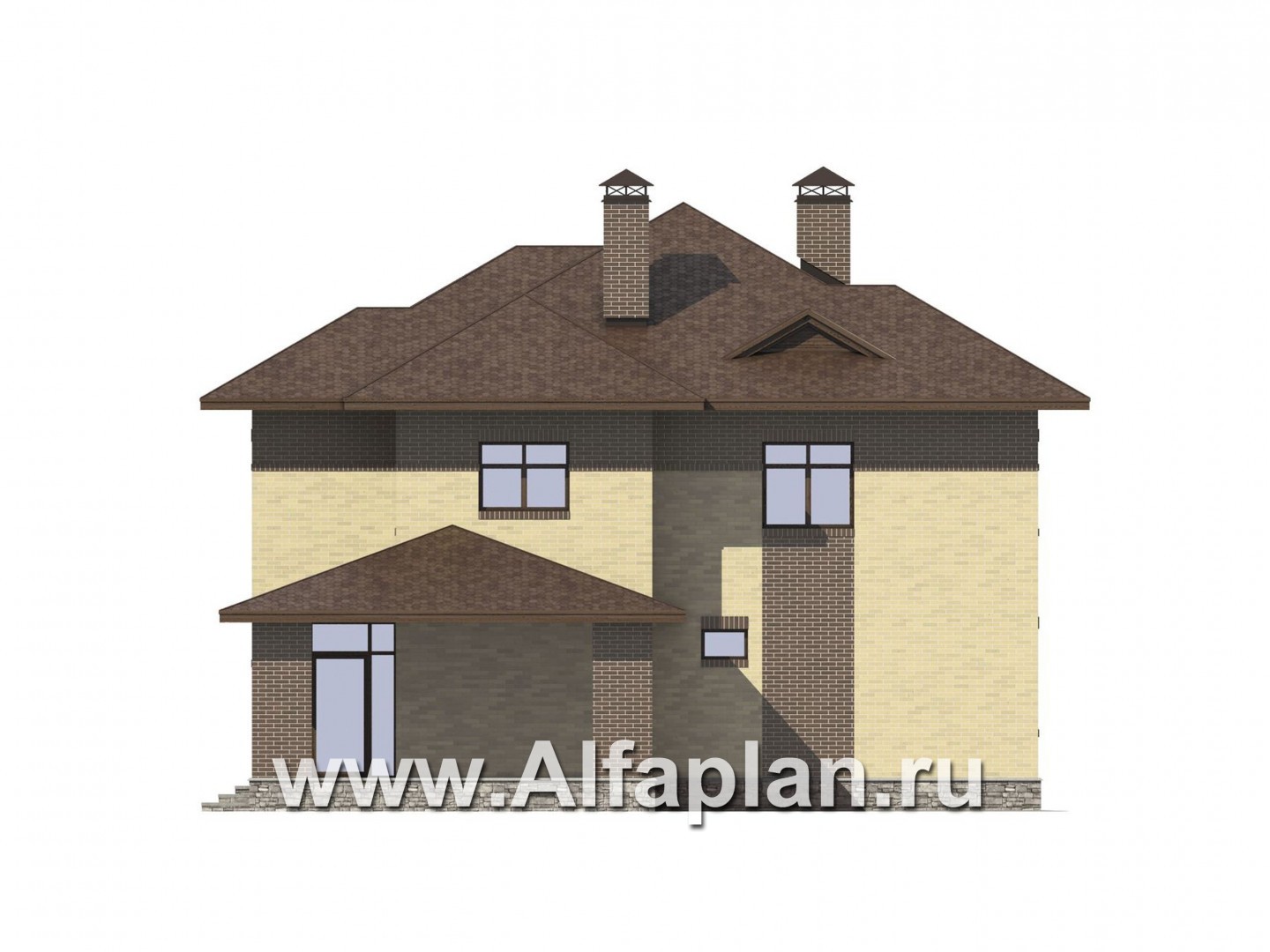Проекты домов Альфаплан - Комфортный современный коттедж с навесом для машины - изображение фасада №4