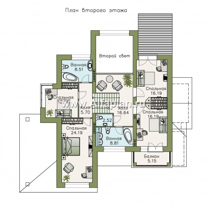 Проекты домов Альфаплан - «Современник плюс» - современный коттедж c цокольным этажом - превью плана проекта №3
