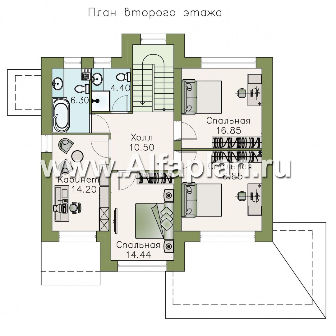 Проекты домов Альфаплан - «Арт-Нуво» - респектабельный двухэтажный дом в стиле модерн - изображение плана проекта №2