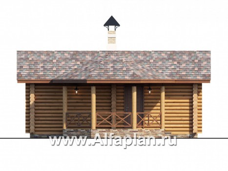 Проекты домов Альфаплан - Небольшая дервянная баня с уютной верандой (беседкой) - превью фасада №1