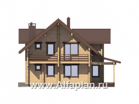 Проекты домов Альфаплан - Деревянный дом с гостевым блоком - превью фасада №2