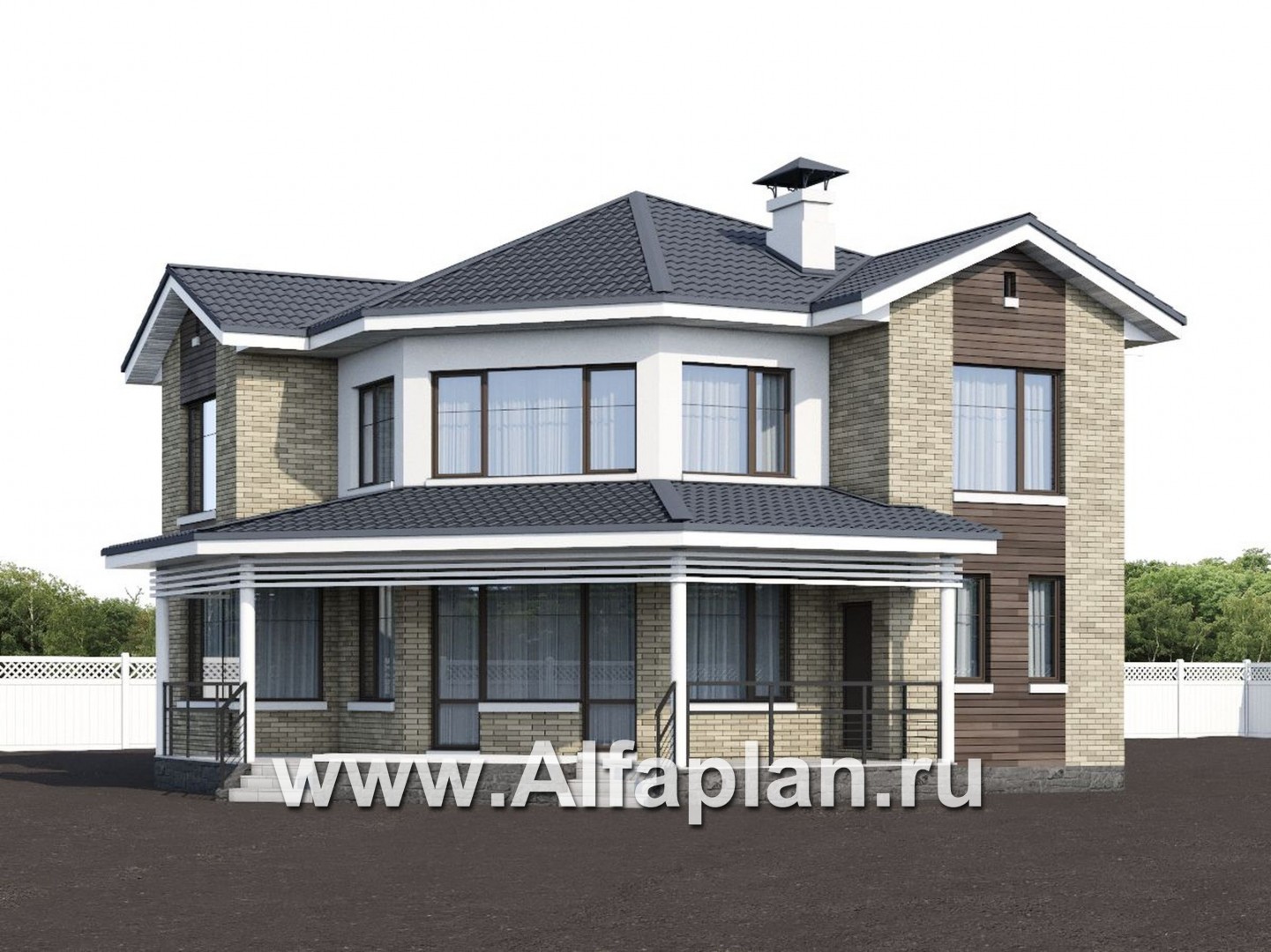 Проекты домов Альфаплан - NotaBene - компактный проект с оригинальным планом - дополнительное изображение №1