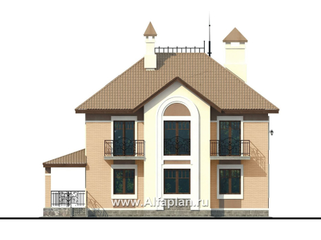 «Разумовский» - проект двухэтажного дома, с террасой, с балконом, в стиле модерн - превью фасада дома
