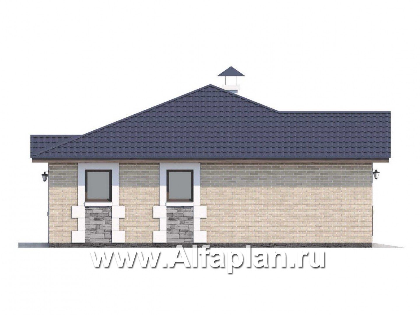 Проекты домов Альфаплан - Удобный хоз. блок с гаражом и баней - изображение фасада №3