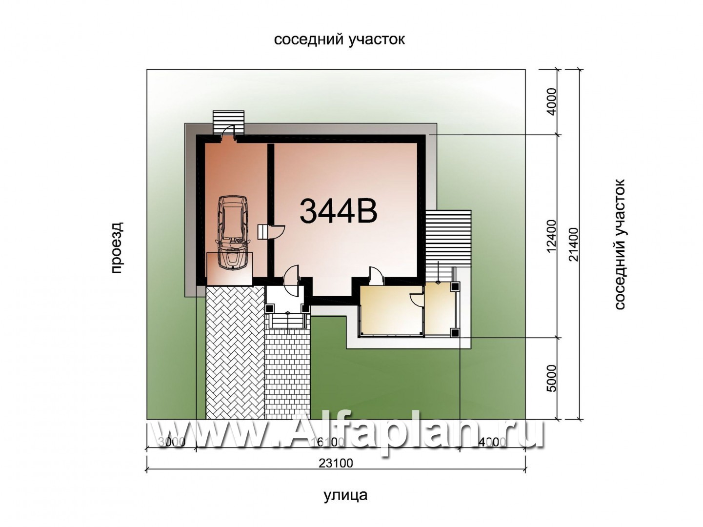 Проекты домов Альфаплан - «Медея» - компактный дом с верандой на главном фасаде - дополнительное изображение №2