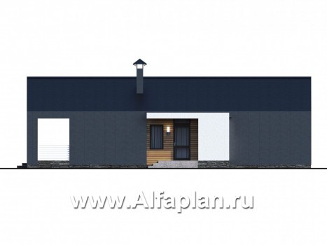 Проекты домов Альфаплан - «Тета» - одноэтажный дом с фальцевыми фасадами и кровлей - превью фасада №2